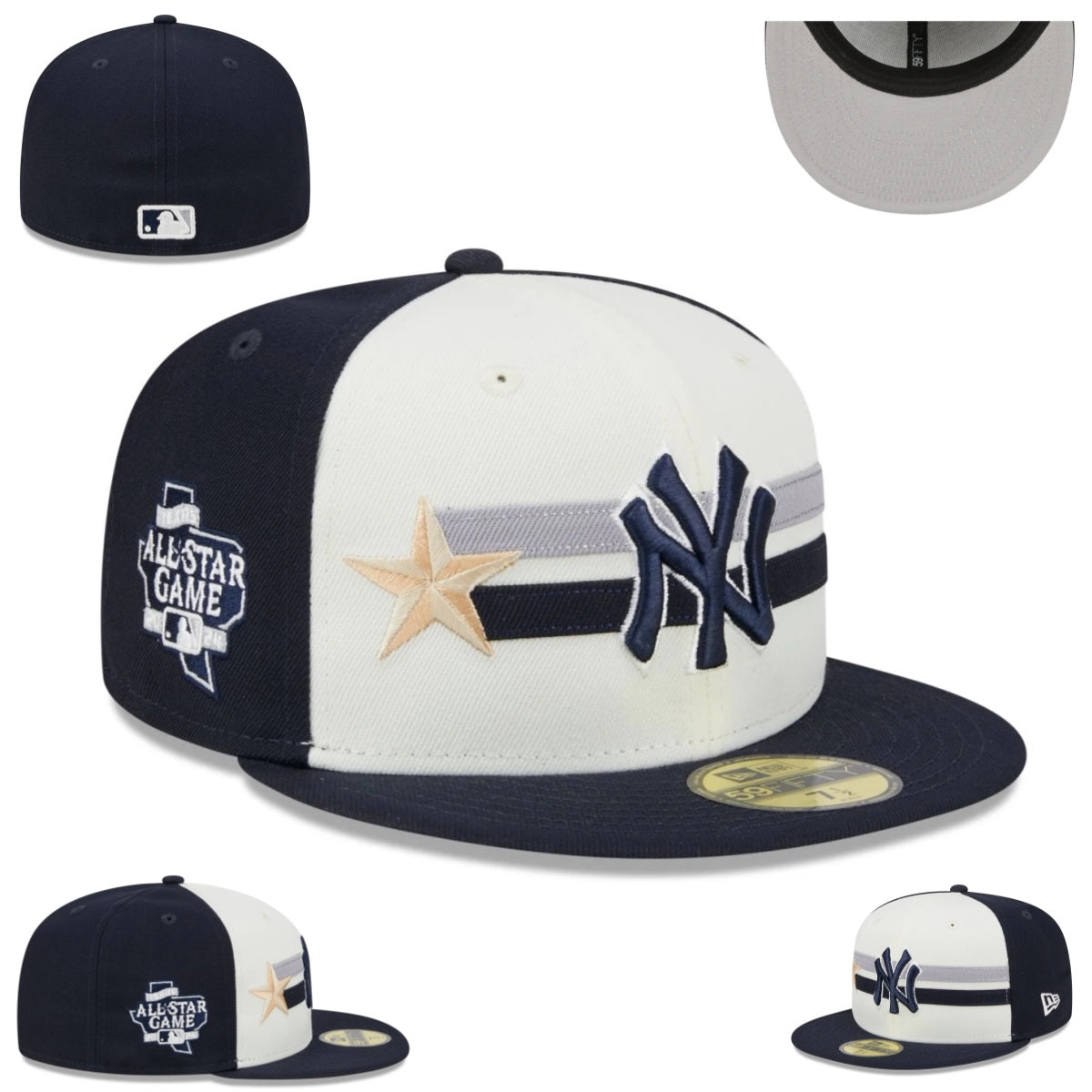 New York Yankees All-Star Game Fitted Cap - Navy and White with Gold Star Embroidery
