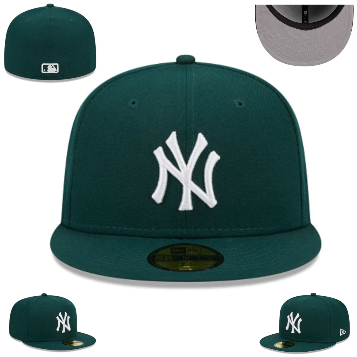 New York Yankees Fitted Cap - Classic Forest Green with White Logo
