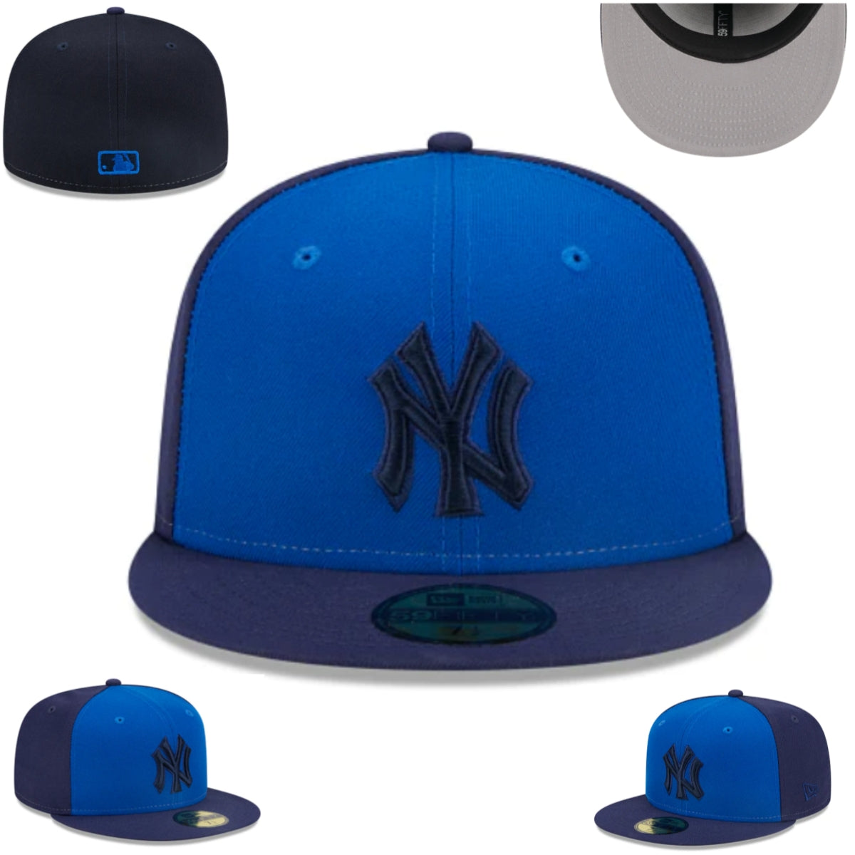 New York Yankees Snapback Hat - Royal Blue with Navy Brim