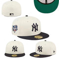 New York Yankees 59FIFTY Hat with World Series Patch - Cream and Black