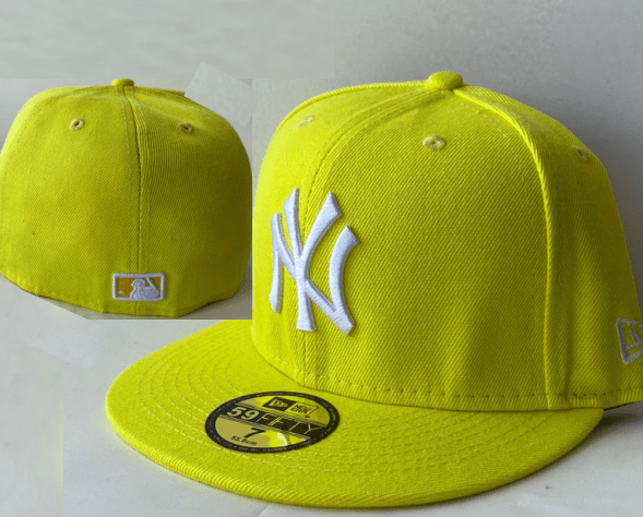 New York Yankees 59FIFTY Hat with White Logo - Bright Yellow