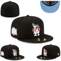 Los Angeles Dodgers "Flaming Logo" Black Fitted Cap with World Series Side Patch