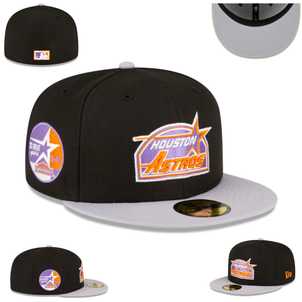 Kansas City Royals Black and Blue Fitted Cap with "Kansas City" Underbill Design