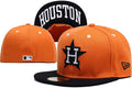 Houston Astros Orange and Black Fitted Cap with Star and H Logo - MLB Baseball Hat