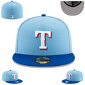 Texas Rangers Sky Blue and Royal Blue Fitted Hat with Logo