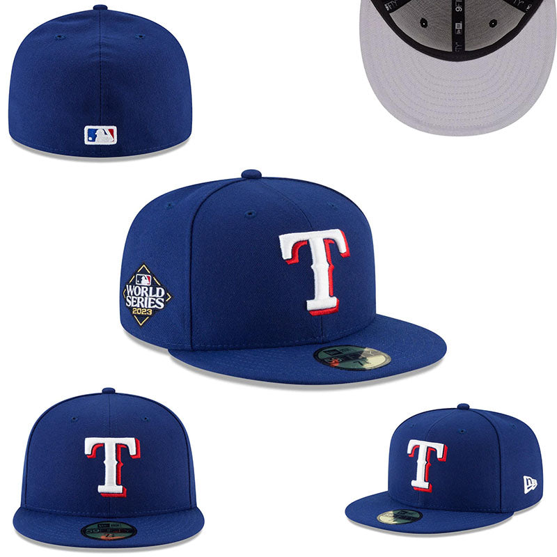 Texas Rangers 2023 World Series Royal Blue Fitted Hat with Patch