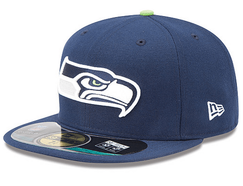 Seattle Seahawks NFL Fitted Hat with Logo - Navy Blue