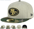 San Francisco 49ers Fitted Hat with Gold Logo and Camouflage Brim - Khaki and Camo