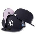 New York Yankees Subway Series Fitted Hat with Lavender Undervisor - Navy Blue