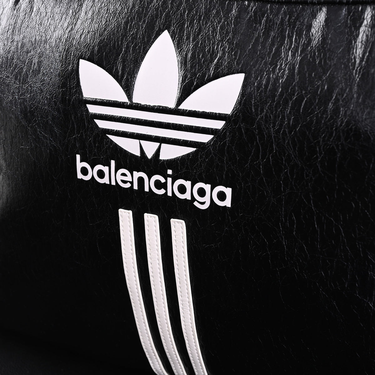 Balenciaga x adidas Large Duffel Travel Bag - Black with Trefoil Logo and Triple Stripes