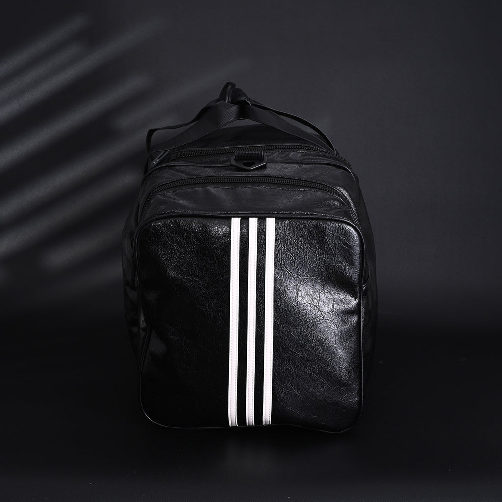 Balenciaga x adidas Large Duffel Travel Bag - Black with Trefoil Logo and Triple Stripes