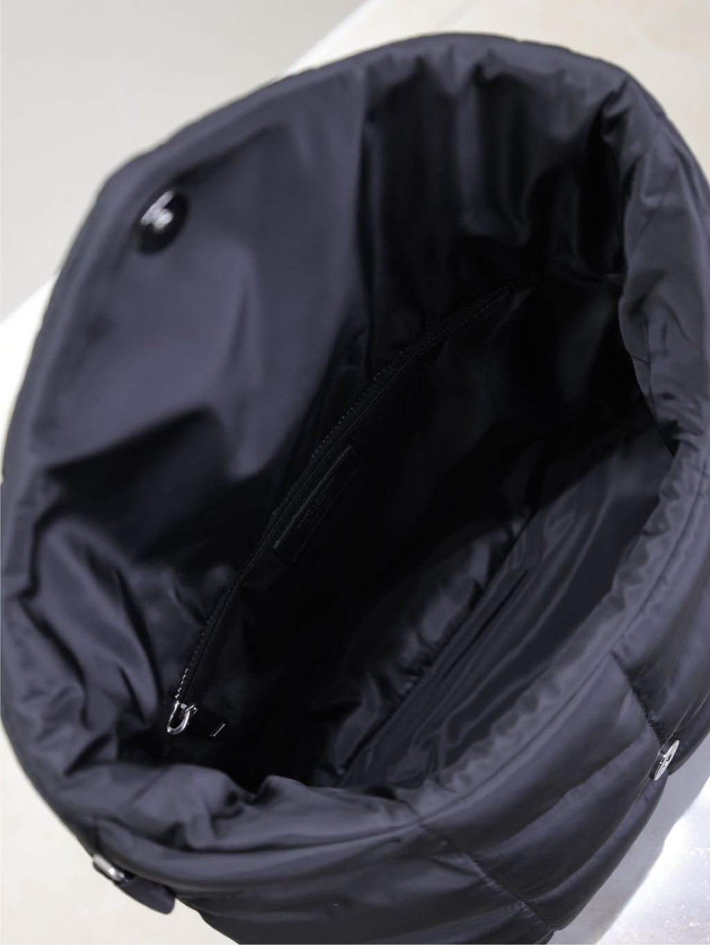 YSL 25S LOULOU PUFFER BAG 34 IN BLACK NYLON BLACK HARDWRE