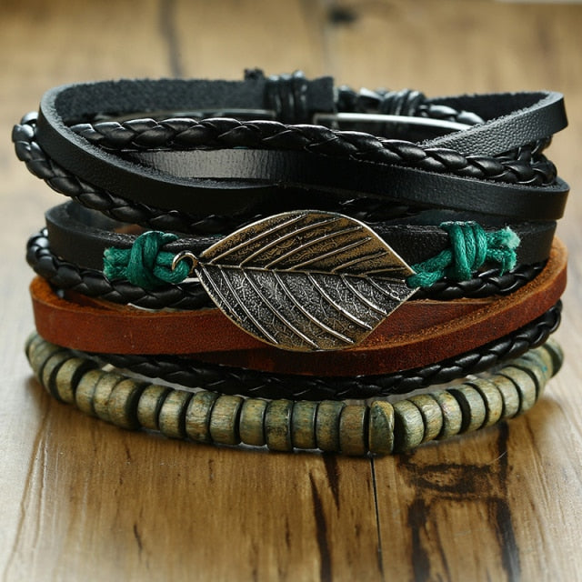Hopeton Leather & Stainless Steel Bracelet